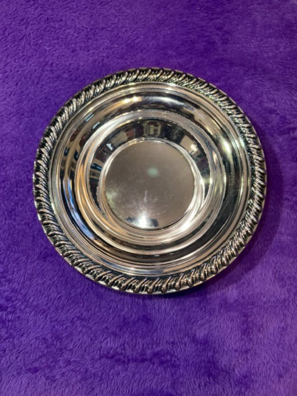 Vintage Wm. Rogers Silverplate Candy Dish, 6.5" Gadroon Rope Edge Small Serving